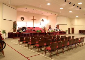 First Church of the Nazarene Michigan multi-ministry space set up for worship